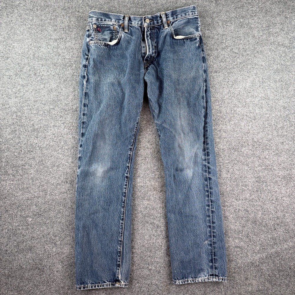 Polo Ralph Lauren Hampton Straight Leg Jeans Mens 34x32 Blue Denim Faded